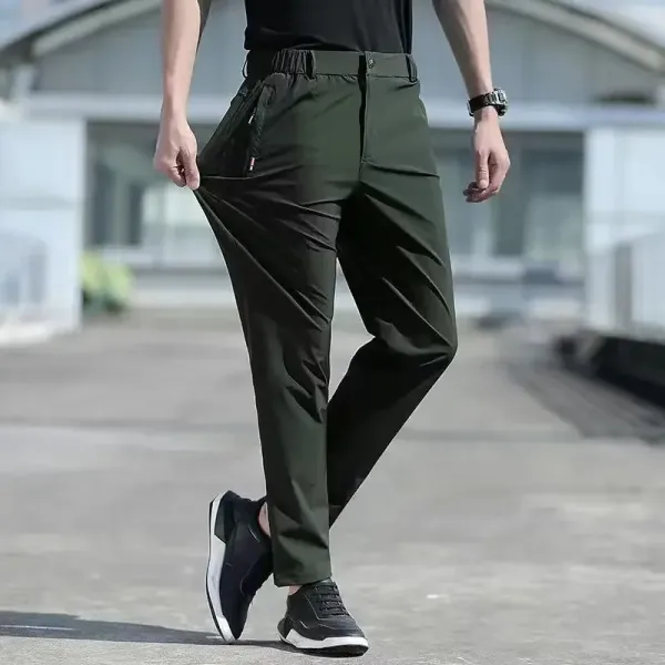 Large Men's Pants Summer Casual Ice Silk Stretch Breathable Straight Pants 6XL Quick-drying Stretch Black Pants Men's Jogger