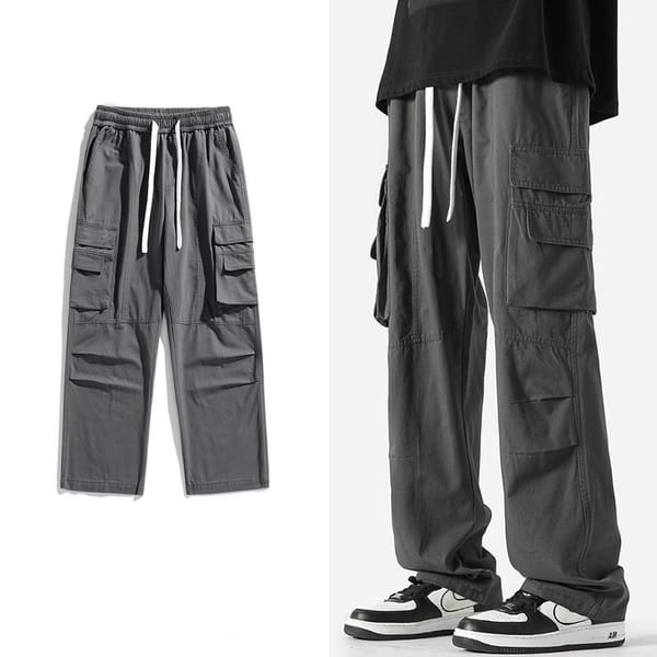 Spring Autumn Men's Pants Korean Fashion Streetwear Elastic Waist Cargo Pants Men Casual Men Clothing Pocket Joggers Pants Men