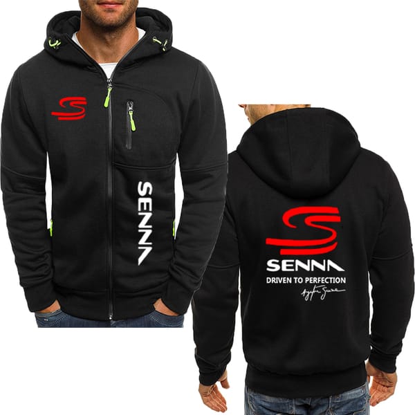2024 Spring and Autumn sweatshirt Ayrton Senna logo printed hoodie for men High quality Fleece cotton men's Hooded tracksuit