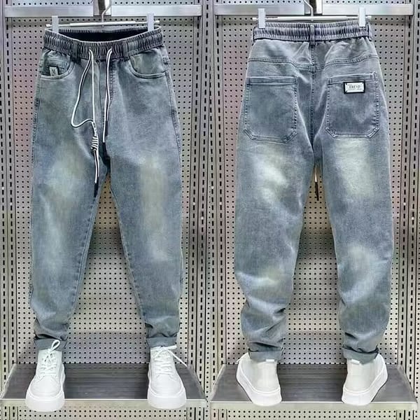 New Men's Jeans Korean Version of Harajuku High Street Jeans Solid Color Retro Casual Pants Fashionable Men's Clothing 2024