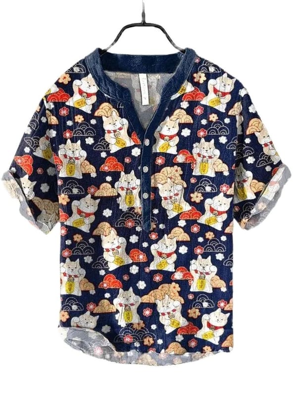 Hawaiian shirt hip-hop floral shirt creative printing holiday men's fashion top 3 button shirt wholesale factory