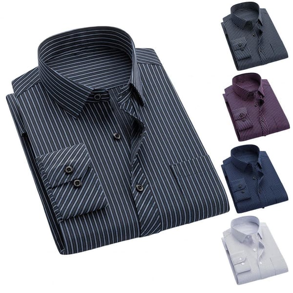 Fashion Hot Sale Men's Long sleeve Shirts Young Men's Clothing Business Shirts Casual All-match Plaid Stripe Collar Shirts