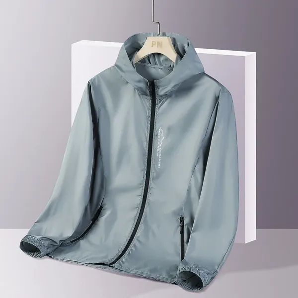 Summer New Men's Fashion Ice Silk Sunscreen Clothing Pure Color Hooded Semi-Transparent Ultraviolet Protection Clothing For Men
