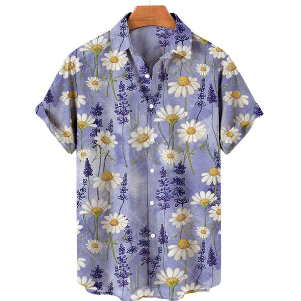 Men's And Women's Lapel Shirts Colorful Floral Print Fashion Casual Short Sleeve Button-Down Shirts Casual Tops