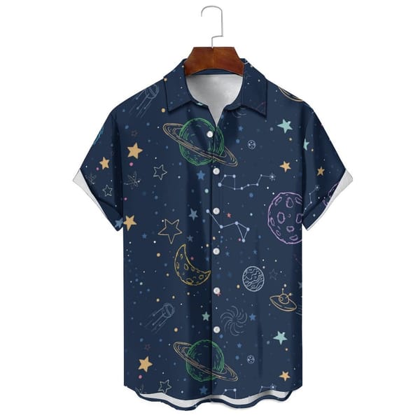 Summer Fashion Men's/Women's Cartoon Print Loose Casual Solid Color Summer Music Festival Daily Wear Short-Sleeved Shirt