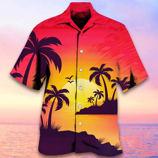 Summer Short Sleeve Coconut Tree Print Shirt Men's Beach Casual Hawaiian Shirts For Men Colorful Oversized Cuban lapel Shirts