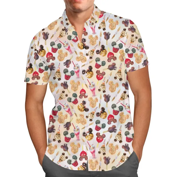 Mickey Mouse Sketch Hawaiian Shirts Men's Short Sleeve Button Up Shirts Disney Hawaiian Shirts Casual Beach Shirts Fashion Top