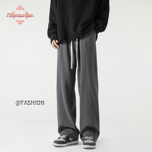 2024 Spring New Men Vertical Loose Wide-leg Cotton Casual Trousers Men's Wide-leg Harem Retro Sports Pants