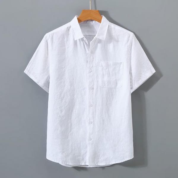 Men Summer Shirt Men Solid Color Shirt Men's Retro Style Short Sleeve Button-up Shirt for Business Casual Wear for Spring