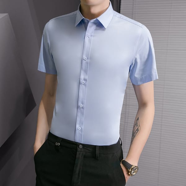 2023 New Men's Solid Color Shirt Men's Business Casual Slim Handsome Professional Shirt