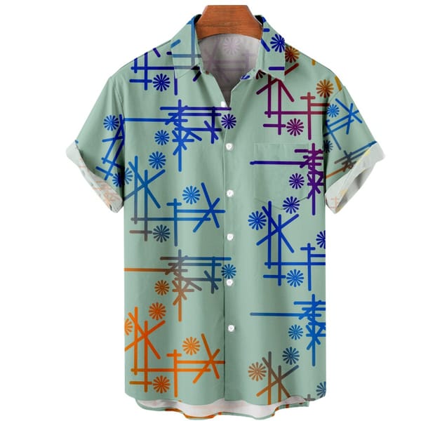 New Creative Elements 3D Digital Printing Fashion Loose Men's Loose Shirt