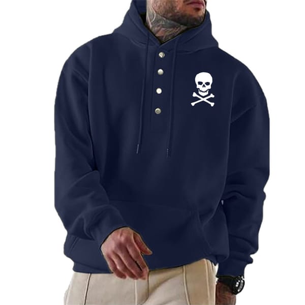 Fashion Casual Pullover Sweatshirts skull print hip hop loose Solid color oversized hoodie Harajuku Spring autumn men's clothing