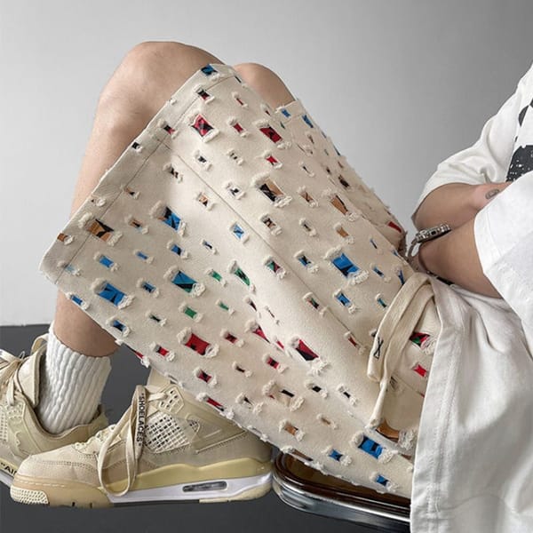Summer Thin Men's Clothing 2023 Loose Streetwear Handsome Fashion Elastic Waist Lacing Patchwork Straight Pockets Casual Shorts