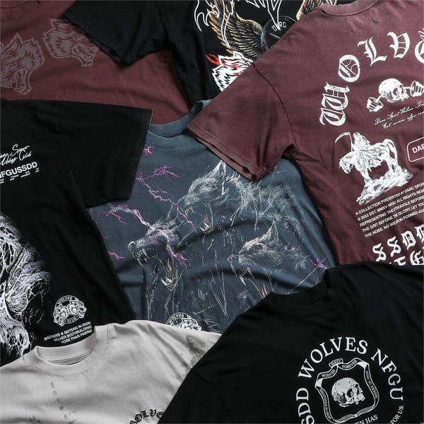 Darc Sport WOLVES NFGU Oversized Screen Printing T-shirts Bodybuilding Workout Fitness Darcsport Print Men's Clothing T-shirts