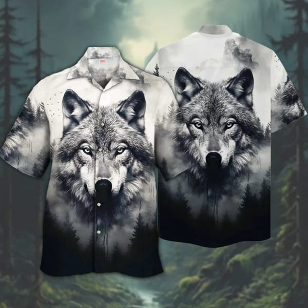 Retro Men's Shirt 3d Wolf Print Short Sleeve Tops Cuban lapel Shirt Oversized Man Clothing Beach Casual Hawaiian Shirts For Men