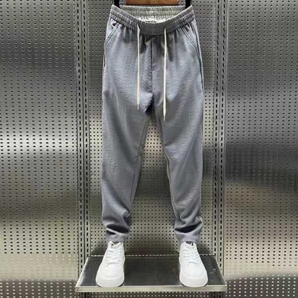 Men Solid Color Trousers Stylish Men's Harem Pants with Side Pockets Drawstring Waist for Gym Daily Wear Comfortable for Active