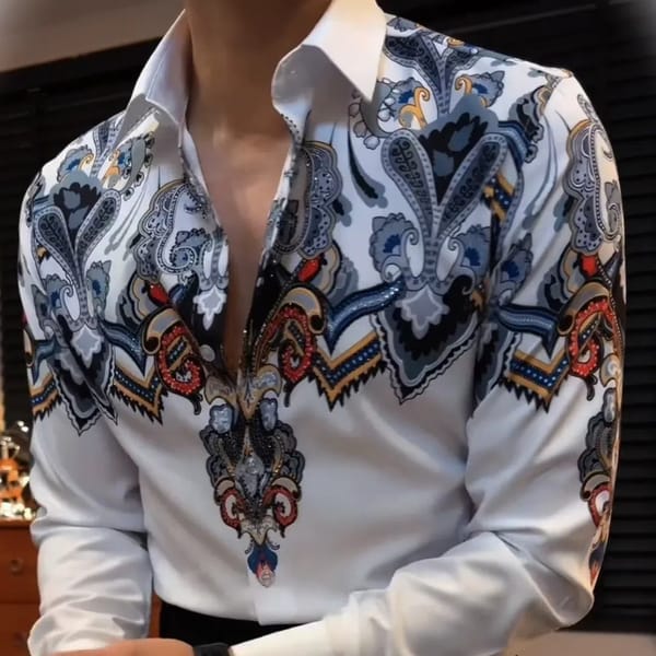 Spring Autumn New Fashion Printing POLO Collar Long Sleeve Shirts Men's Clothing Youth Slim Quick Drying Korean Cardigan Blouses
