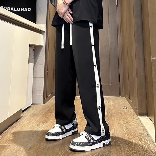 Ice silk quick drying men's casual pants summer ultra-thin wide leg straight tube extended functional black workwear men's pants