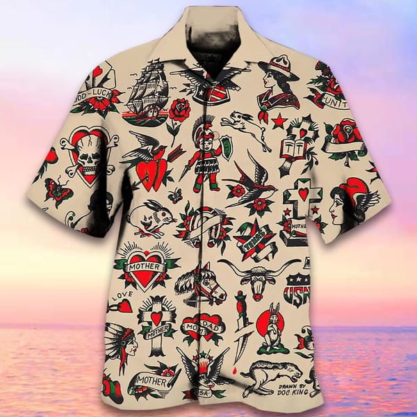 Retro Men's Shirt Fashion Skull Shirt For Men Hawaiian Shirts Man Casual Short Sleeve Oversized Shirts Summer New Male Clothing