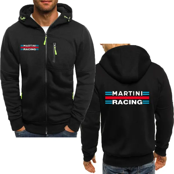 Men's hooded sweatshirt, Martini racing printed jacket, fashionable casual jacket, zipper sweatshirt top, Spring and Autumn