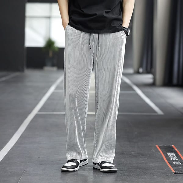 Ice Silk Pants Men's Summer Thin Loose Beam Feet Sagging Quick-drying Casual Trousers Trend Nine-point Harem Sports Pants U59