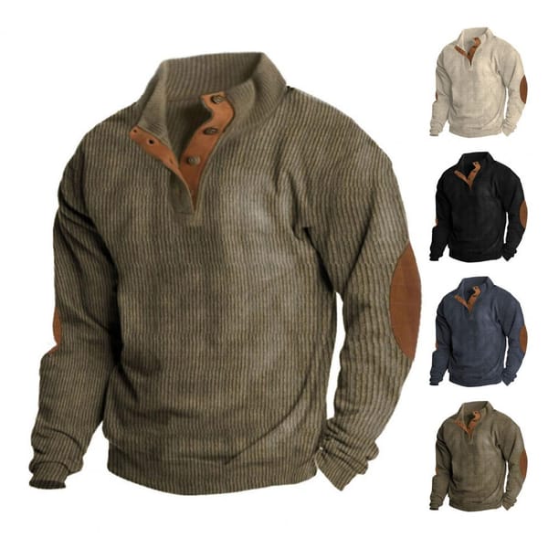 Stand-up Collar Men Sweatshirt Stylish Men's Stand Collar Sweatshirt Tops for Autumn Winter Long Sleeve Pullover with Patchwork