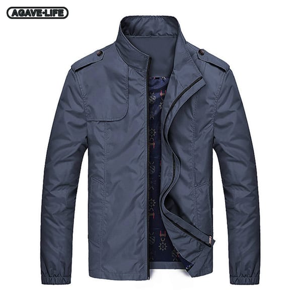 Youthful Men's Casual Jacket Spring Autumn Stand Collar Thin Men Coats Solid Color Zipper Waterproof Outdoor Jackets Loose M-5XL