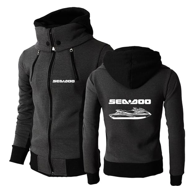 Sea Doo Seadoo Moto Men's New Long Sleeve Print Autumn Casual Solid Color Double Zipper Hoodie Slim Fit Comfort Streetwear Tops