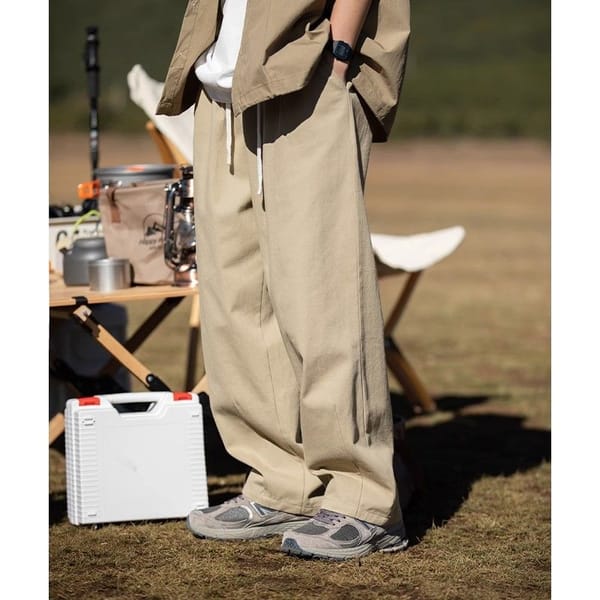 Spring Autumn New Fashion Solid Men's Clothing Elastic Waist Drawstring Casual Korean Pocket Simplicity Chaopai Straight Pants