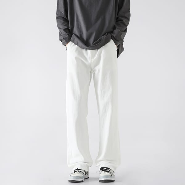 Trendy Brand Fashion Spring and Autumn New Men's Solid Pockets Zipper High Street Casual Versatile Loose Cowboy Straight Pants