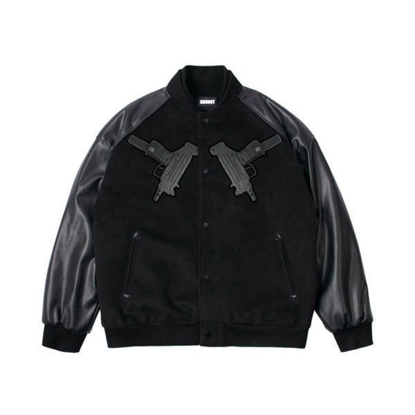 Double-gun stitching embroidered woolen baseball uniform jacket loose tide brand American coat men's street installed quality