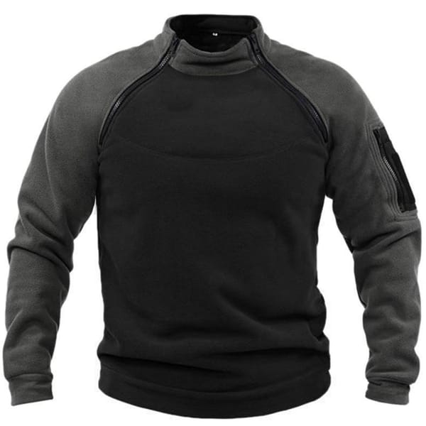 Men's Fashion Solid Color Fleece Casual Windproof Outdoor Warm And Breathable Pullover Zipper Sports Top Hoodie Thick Sweater