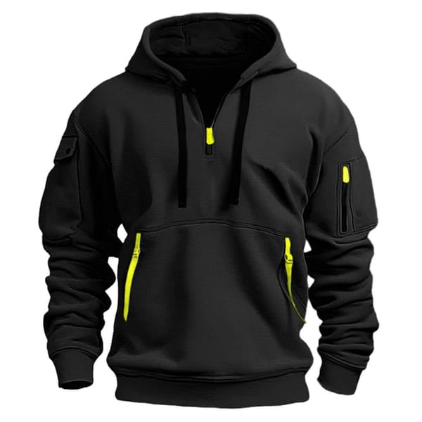 2024 Autumn and Winter New Men's Personality Trend Multi-zipper Pocket Hoodie Fashion Casual Sweater Coat Sweatshirts for Men