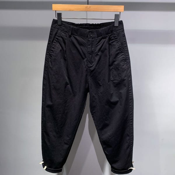 Simplicity Japanese Style Spring Men's Solid Elastic Waist Pockets Zipper Button Trend Versatile Loose Bound Feet Haren Pants