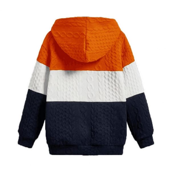Pullover Hooded Sweatshirt Cozy Men's Colorblock Knitted Hoodie with Drawstring Elastic Cuffs Warm Loose Stylish Winter Top Warm