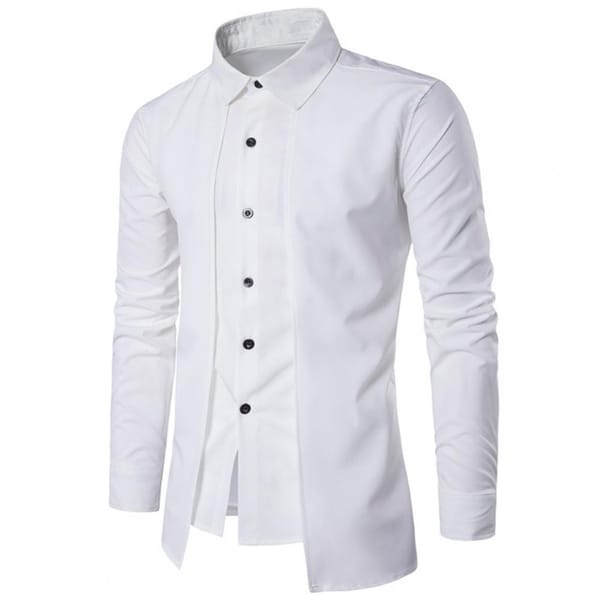 Men Shirt Stylish Men's Single-breasted Cardigan Slim Fit Stand Collar Long Sleeve for Fall Spring Business Attire Long Sleeve