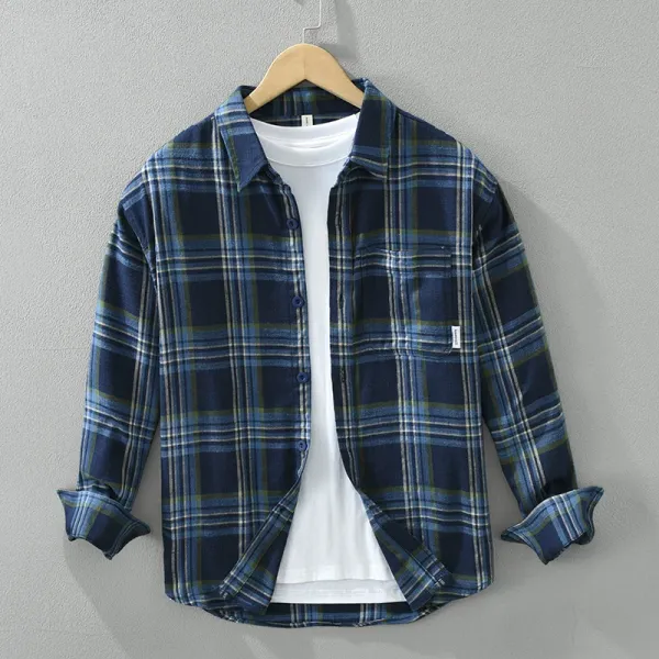 2024 New Fashion Striped Plaid Long Sleeve Shirt for Men New Loose Cotton Casual Lattice Shirt Men's Clothing