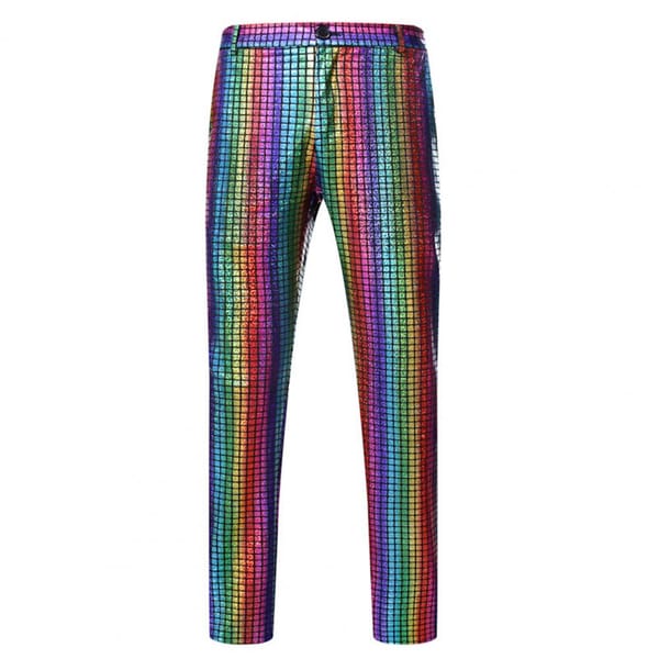 Men Solid Pants High-quality Casual Pants for Men Sparkling Men's Disco Pants Rainbow Sequin Trousers for Nightclub Dj Stage