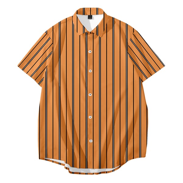 Breathable Short Sleeve Shirt Summer Stripe Top Men's Fashion Hawaii Beach Casual Loose Plus Size Shirt
