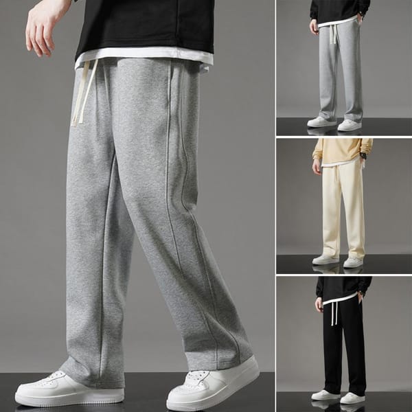 Drawstring Waist Joggers Men's Drawstring Elastic Waist Wide Leg Sweatpants with Pockets for Wear Sport Activities Fall Spring
