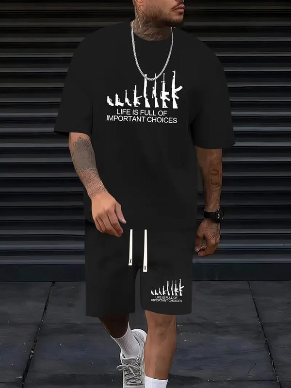 Men's Two Piece Sets, Short Sleeve T-Shirt and Trouser Sets, Running and Fitness Sportswear, Casual Fashion Sets, Plus Size Stre