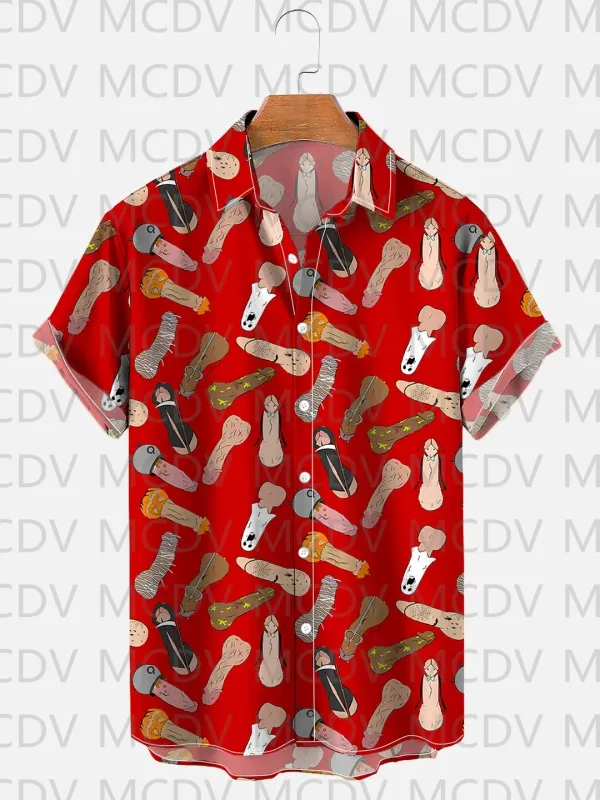 Tropical Funny 3D Printed Men's Shirt Big Dick Casual Oversized Men's Clothing for Passionate and Spicy Beach Wear Holidays