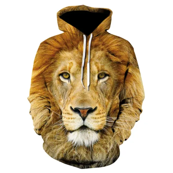 2024 Men's New Autumn Animal Domineering 3D Printed Hoodie Lion Tiger Leopard Head Brand Fashion Sportswear Street Sweater