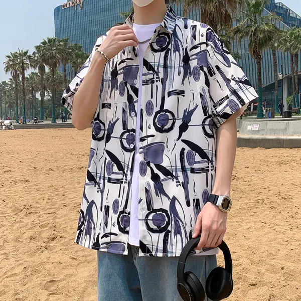 Men's New Fashion Short Sleeve Shirt Hawaiian Coat Shirt for Men