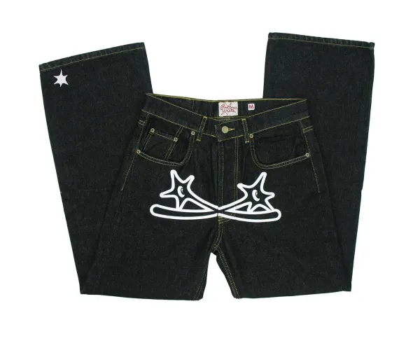 2024Y2K Jeans Men's Hip Hop Gothic Street New Rock Clothing Jeans Women's Pants Harajuku Casual Black Denim Trousers Street Wear