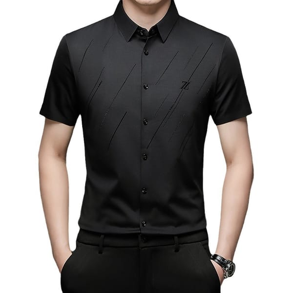 Seamless Short Sleeve Shirt Summer New Men's Lapel Short Sleeve Shirt Fashion Casual Top T-shirt