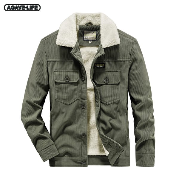 Winter Men's Plus Fleece Jackets Business Men Warm Corduroy Coat Men Fashion Windproof Outdoor Single Breasted Casual Lapel Tops