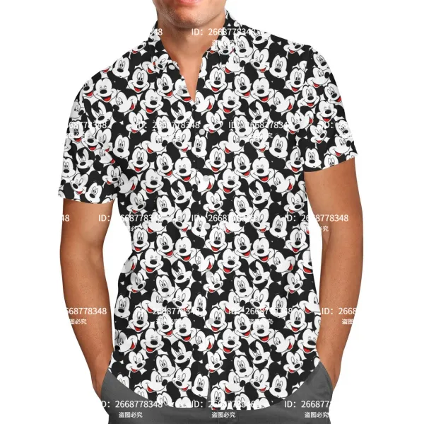 Many Faces of Mickey Mouse Men's Hawaiian Shirt Disney Inspired Men's Button Down Short Sleeve Beach Shirt Mickey Hawaiian Shirt