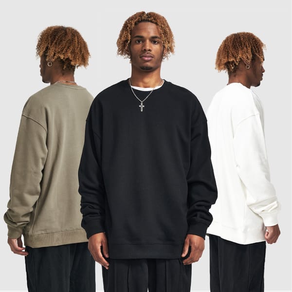 2023 New Solid Color Round Neck Hoodie Men's 370G Wool Circle Cotton Fashion Fashion Brand Loose Men's Jacket Couple Jacket