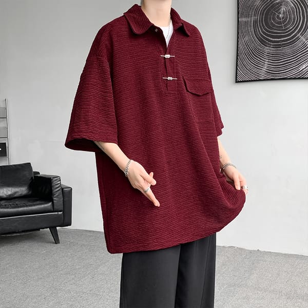 M-5XL Plus Size Men's Fashion Chinese Style Blouse Lapel Short Sleeve Loose Shirt Streetwear Plain Color Summer Blouses XXXXXL